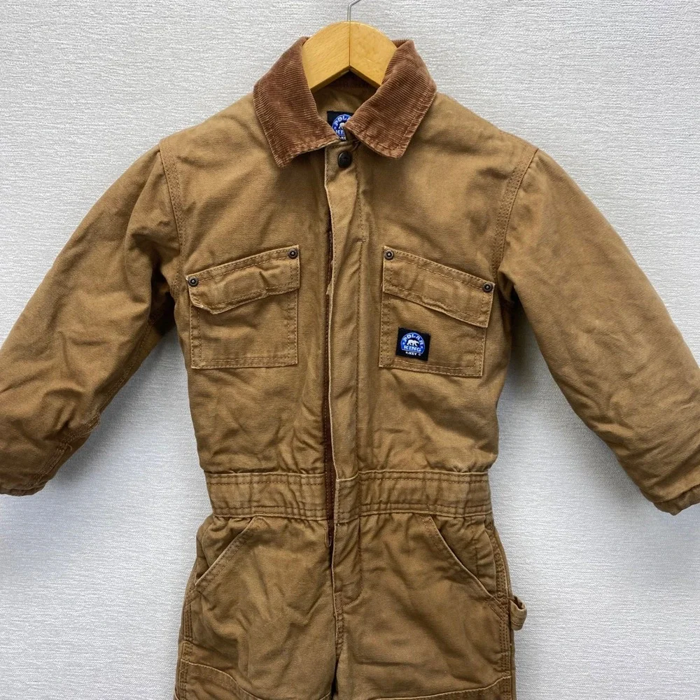 Polar King by Key Insulated Duck Canvas Coveralls Youth XS Brown Workwear Suit